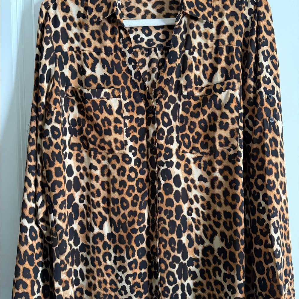 Express Leopard Print Portofino Shirt